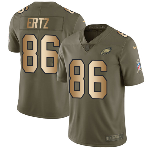 Nike Eagles #86 Zach Ertz Olive/Gold Men's Stitched NFL Limited Salute To Service Jersey
